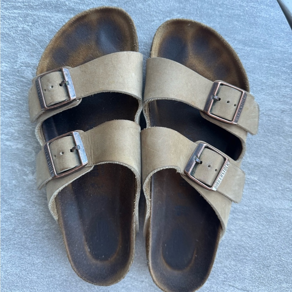 Birkenstock Tan Leather Buckle Sandals - Picture 2 of 3